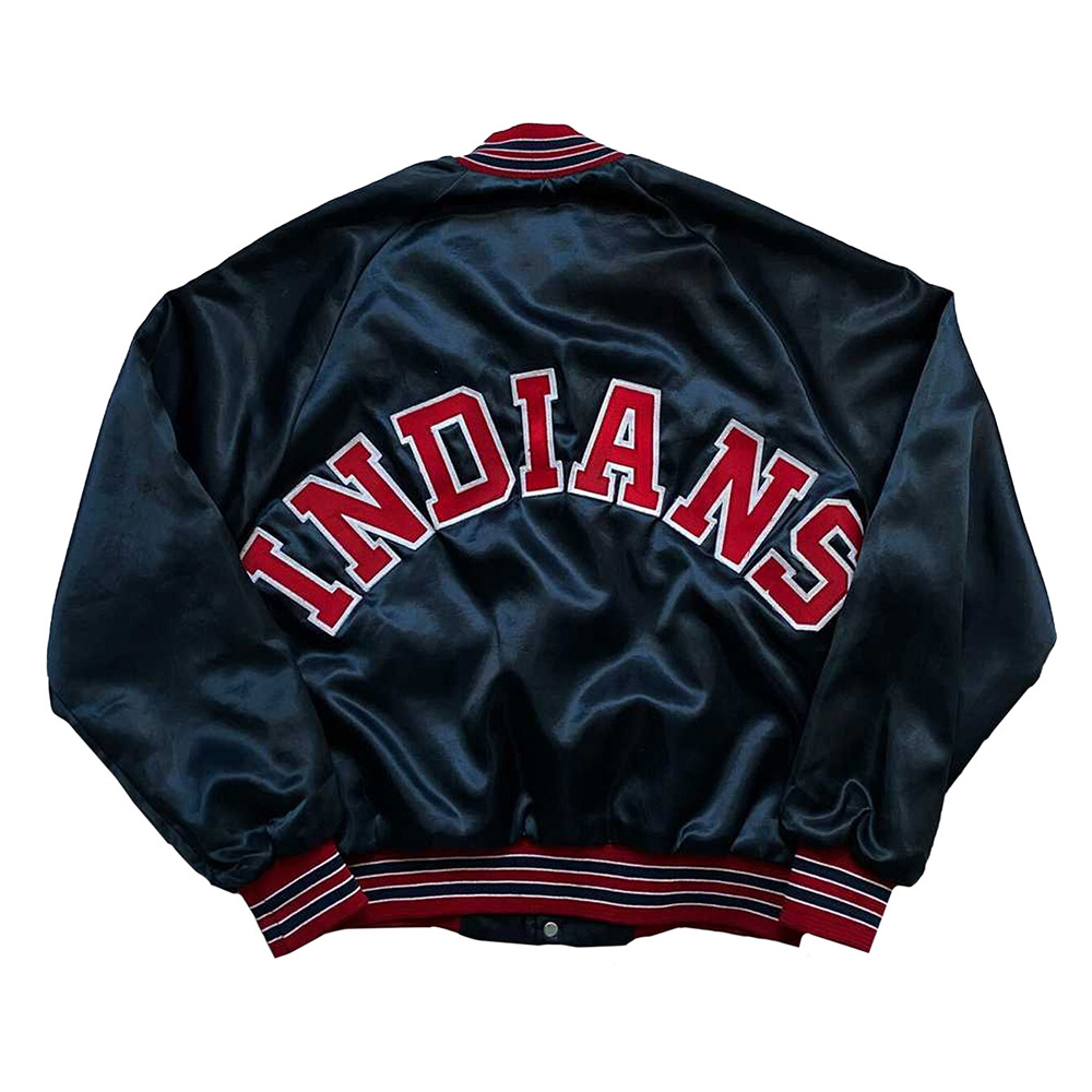90’s Cleveland Indians Navy Satin Jacket - Image 2