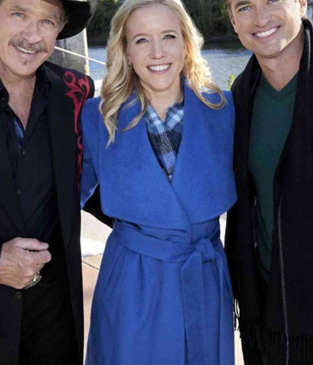 Jessy Schram A Nashville Christmas Carol Blue Wool Coat - Image 2