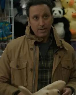 Evil Season 3 Aasif Mandvi Brown Cotton Jacket