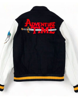 Adventure Time Black and White Varsity Jacket