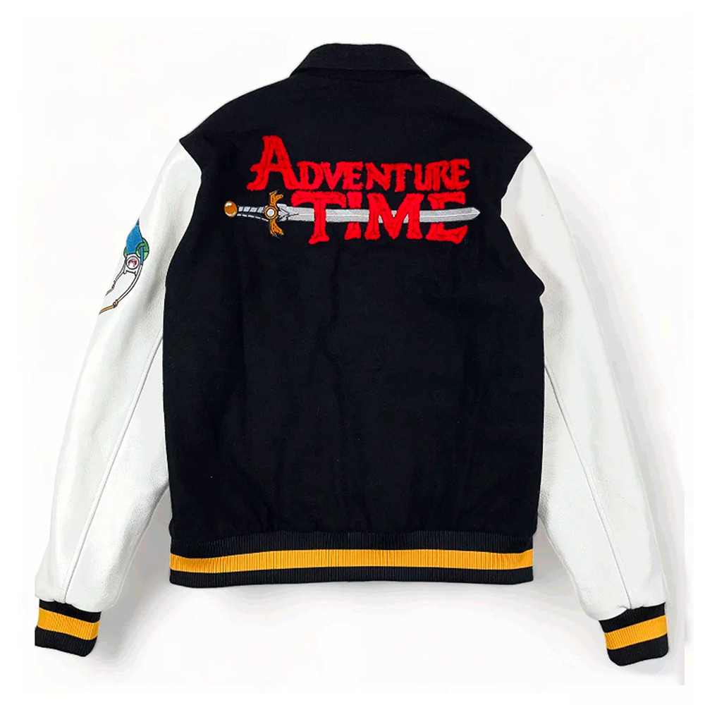 Adventure Time Black and White Varsity Jacket - Image 2