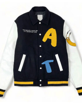 Adventure Time Black and White Varsity Jacket