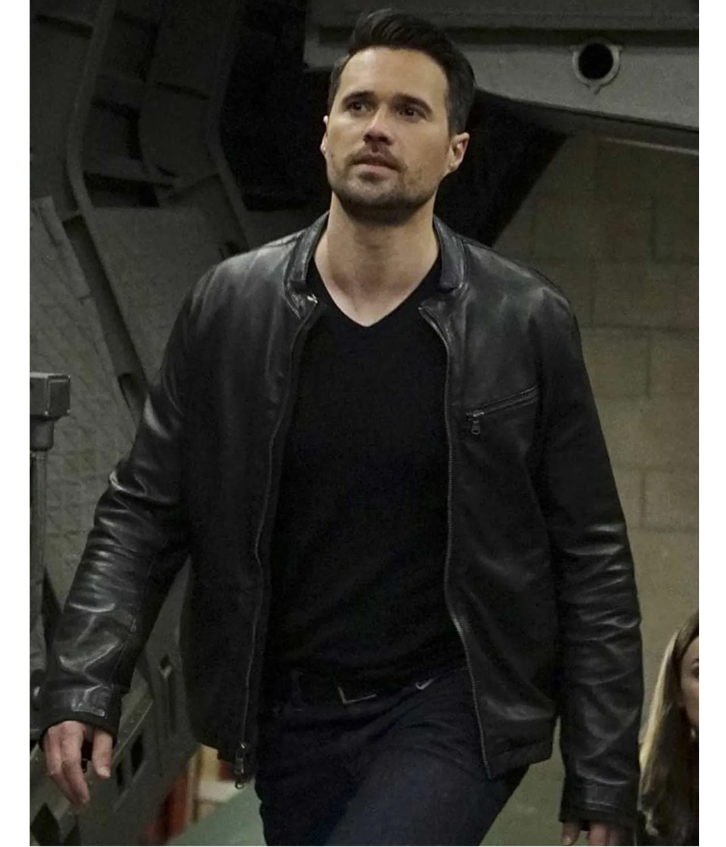 Agents of Shield Brett Dalton Black Leather Jacket - Image 2