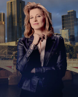 Lucy Lawless My Life is Murder Leather Blazer