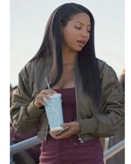 Camille Hyde All American Homecoming Bomber Green Jacket