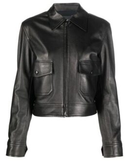 Teen Wolf S01 Crystal Reed Black Leather Jacket