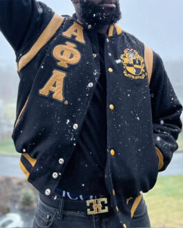Alpha Phi Alpha Black Varsity Wool Jacket