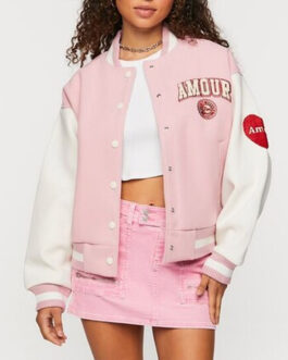 Amour Paris Pink Varsity Jacket