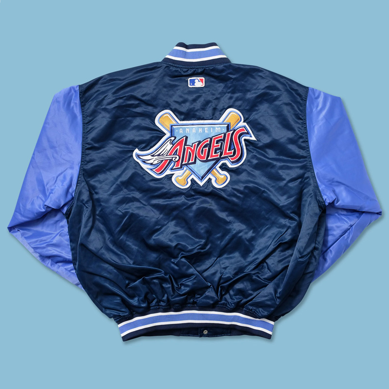 Anaheim Angels Navy and Light Blue Bomber Satin Jacket - Image 2