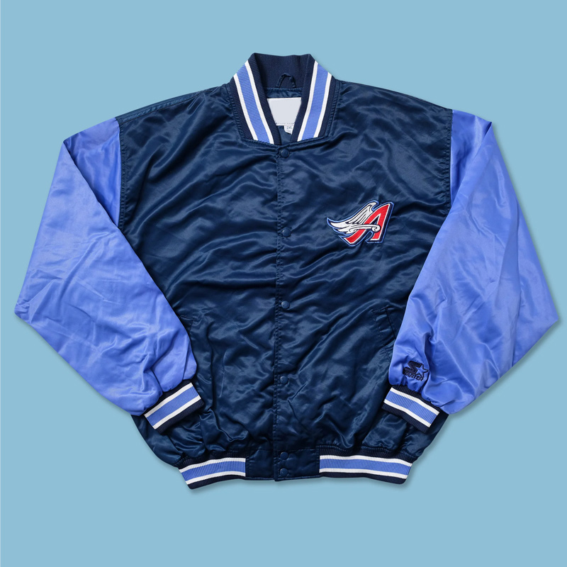 Anaheim Angels Navy and Light Blue Bomber Satin Jacket