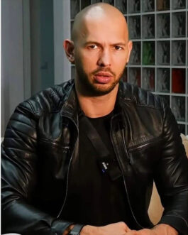 Andrew Tate Black Leather Biker Jacket