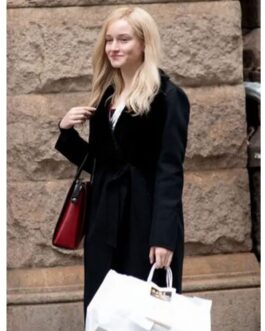 Julia Garner Inventing Anna Black Wool Coat