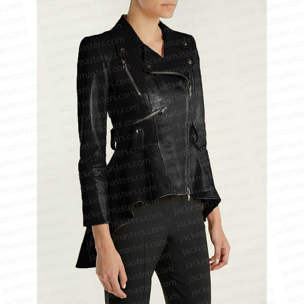 Anna Shay Bling Empire Peplum Leather Jacket - Image 5