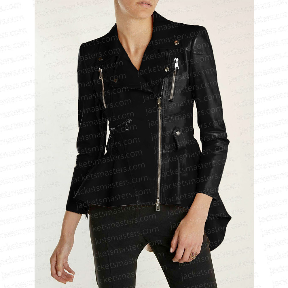 Anna Shay Bling Empire Peplum Leather Jacket - Image 3