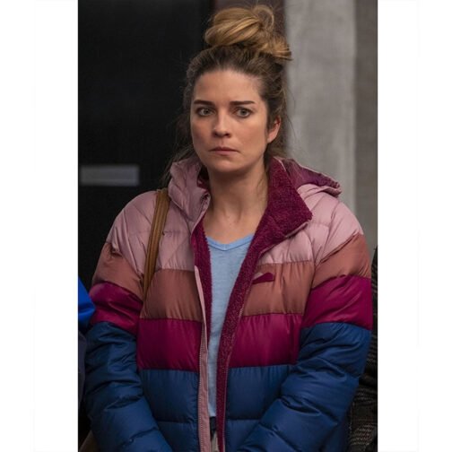 Annie Murphy Kevin Can F**k Himself Puffer Color Block Jacket - Image 4