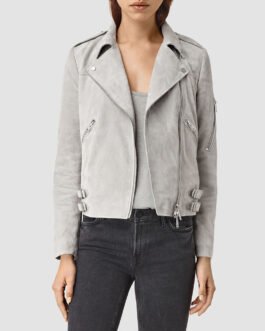 Pretty Little Liars S07 Lucy Hale Light Gray Suede Jacket