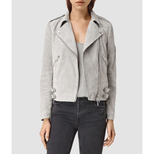 Pretty Little Liars S07 Lucy Hale Light Gray Suede Jacket