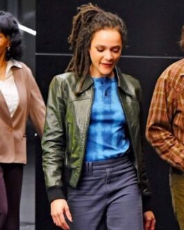 Sasha Lane The Crowded Room Bomber Green Jacket