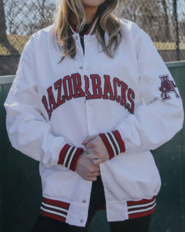 Arkansas Razorbacks Bomber White Jacket