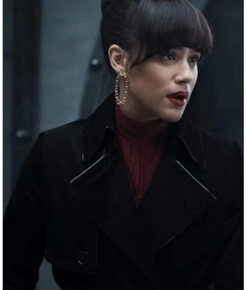 Army of Thieves Nathalie Emmanuel Corduroy Black Coat - Image 3