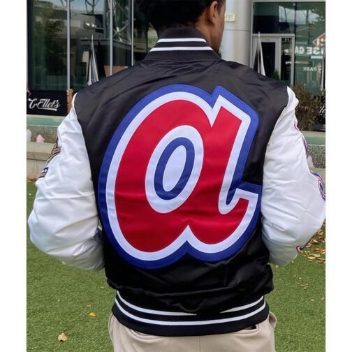 Atlanta Braves White and Black Satin Jacket - Image 2