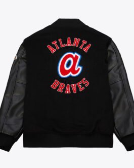 Atlanta Braves Black Out Vintage Logo Varsity Jacket