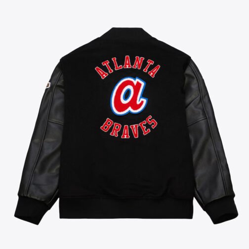 Atlanta Braves Black Out Vintage Logo Varsity Jacket - Image 2