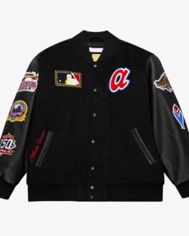 Atlanta Braves Black Out Vintage Logo Varsity Jacket