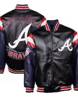 Atlanta Braves Navy and Black Varsity Leather Jacket