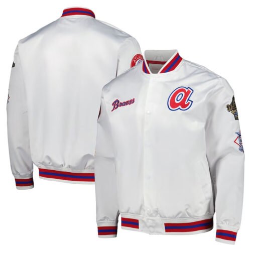 Atlanta Braves City Collection White Varsity Satin Jacket - Image 5
