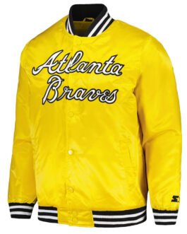 Atlanta Braves Gold Cross Bronx Fashion Varsity Satin Jacket