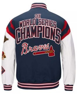 Atlanta Braves Home Team Commemorative Navy and White Jacket