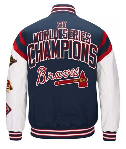 Atlanta Braves Home Team Commemorative Navy and White Jacket - Image 2