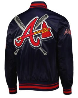 Atlanta Braves Mash Up Blue Satin Jacket