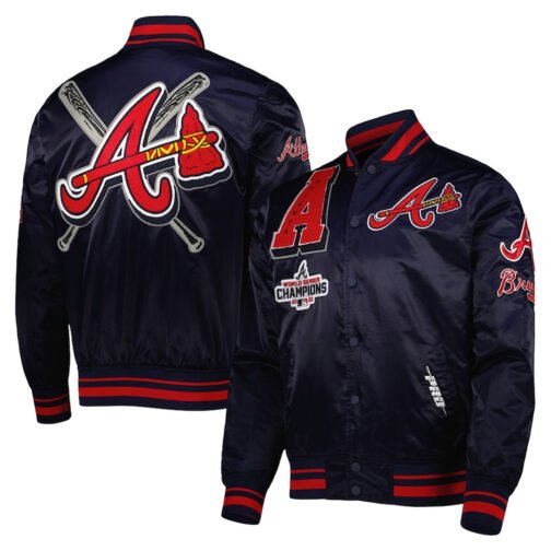 Atlanta Braves Mash Up Blue Satin Jacket - Image 3
