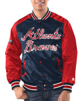 Navy/Red Atlanta Braves Renegade Varsity Satin Jacket