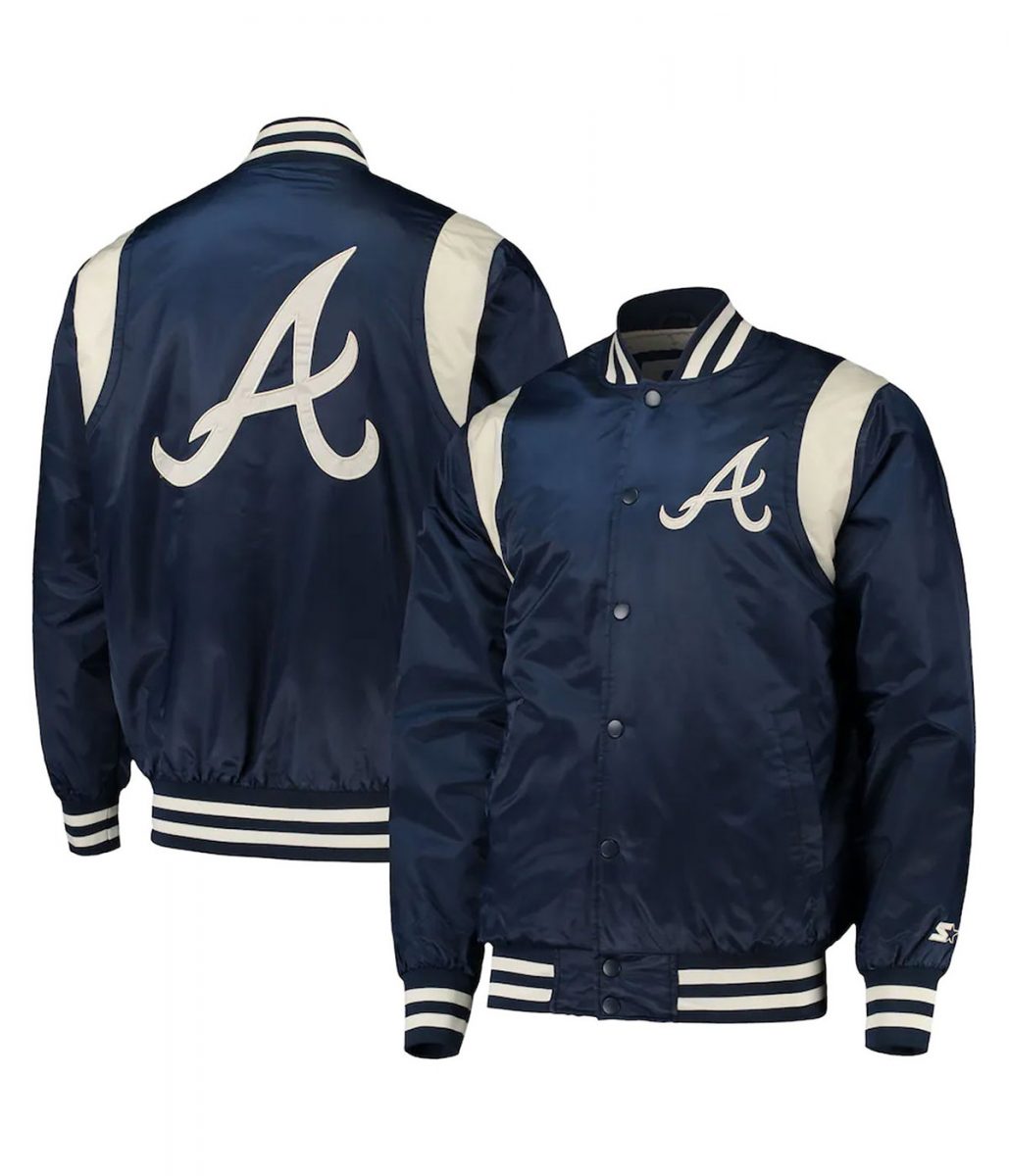 Navy and White Atlanta Braves Full-Snap Jacket - Image 3