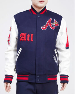 Old English Atlanta Braves Varsity Jacket