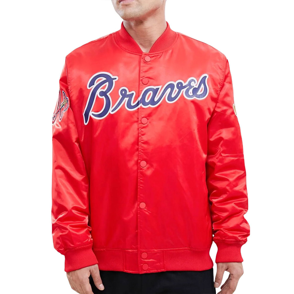 MLB Atlanta Braves Big Logo Red Satin Jacket