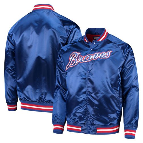 Atlanta Braves Royal Lightweight Satin Jacket - Image 3