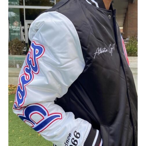 Atlanta Braves White and Black Satin Jacket - Image 4