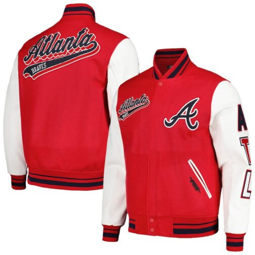 Atlanta Braves Script Tail Red and White Varsity Jacket - Image 3