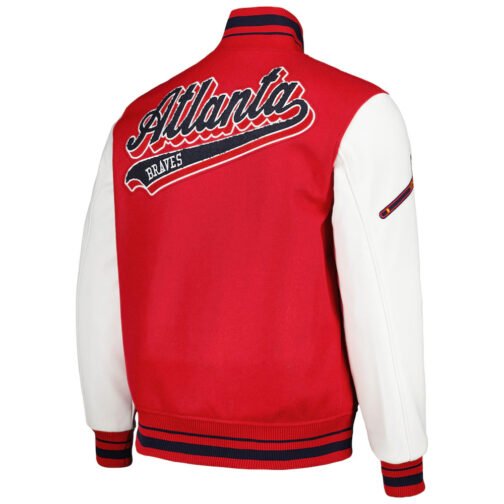 Atlanta Braves Script Tail Red and White Varsity Jacket - Image 2