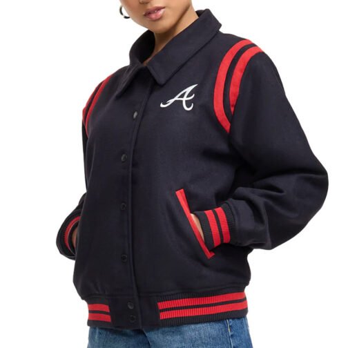 Atlanta Braves Sport Night Teddy Varsity Jacket - Image 3