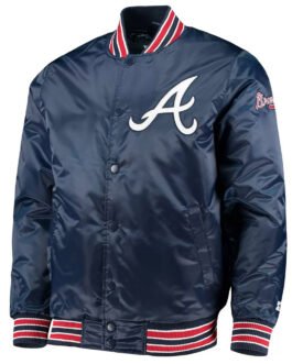 The Diamond Atlanta Braves Navy Satin Jacket