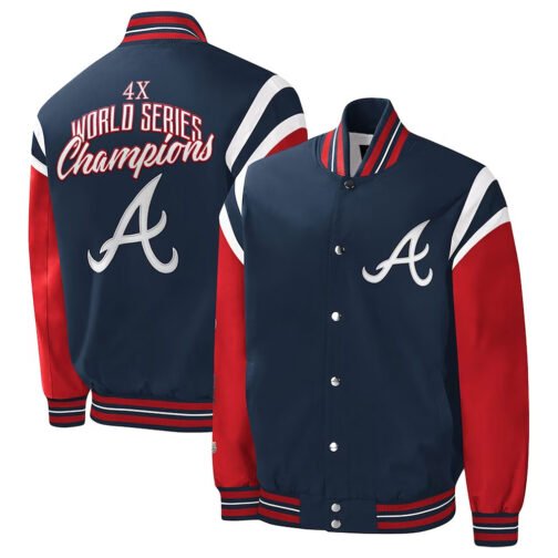 Atlanta Braves Title Holder Varsity Navy and Red Jacket - Image 3