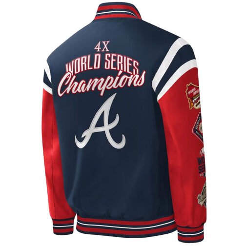 Atlanta Braves Title Holder Varsity Navy and Red Jacket - Image 2