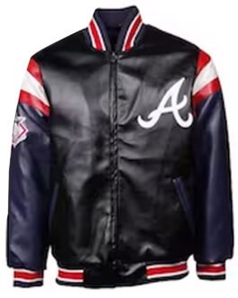 Atlanta Braves Navy and Black Varsity Leather Jacket