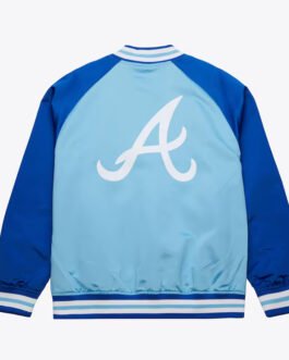 Atlanta Braves Vintage Logo Double Clutch Blue Satin Jacket