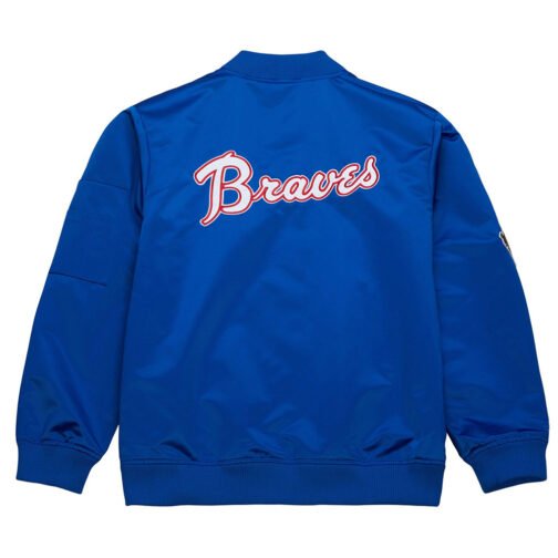 Atlanta Braves Vintage Logo Royal Lightweight Satin Jacket - Image 2